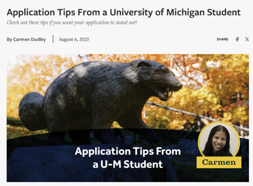 Application Tips From a University of Michigan Student, published August 6 2025